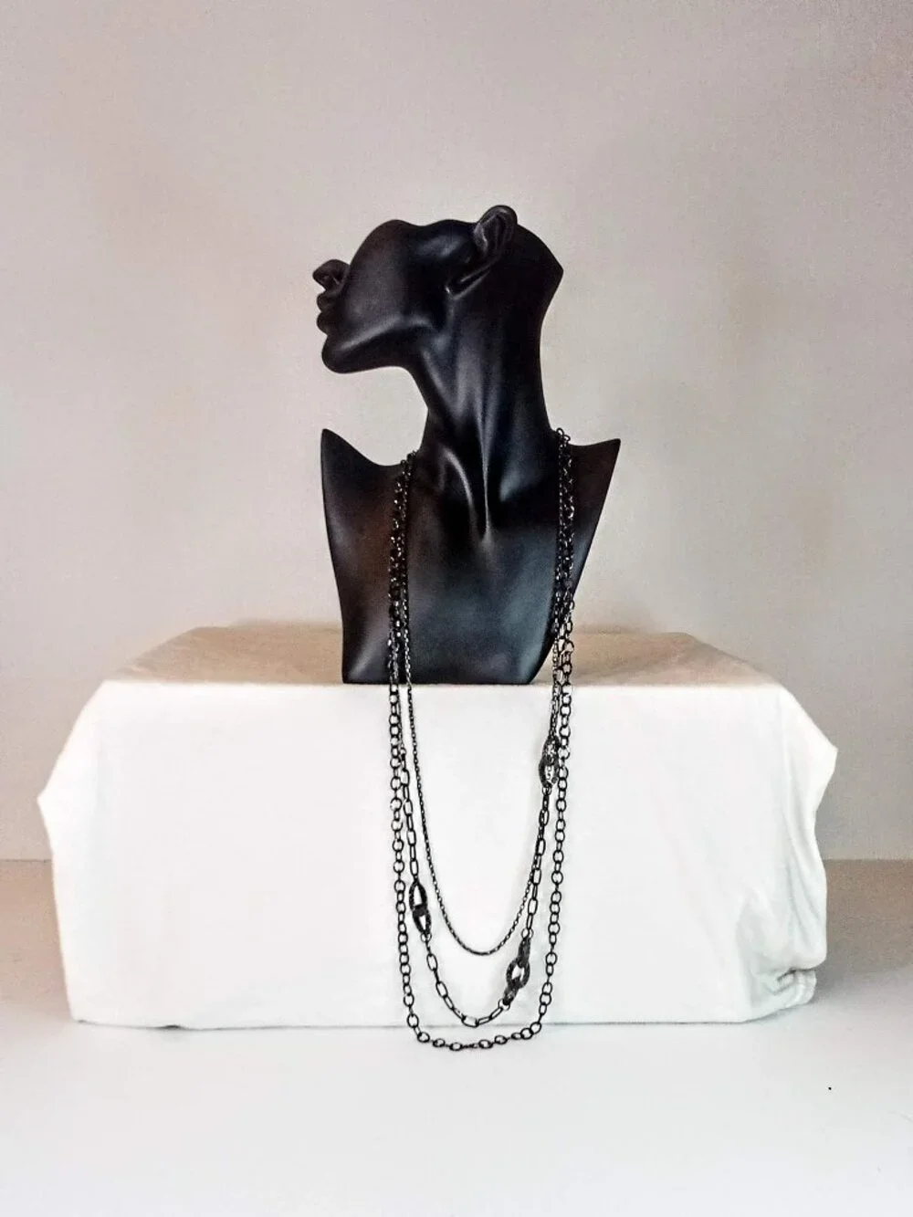 New Long Black Net Necklace